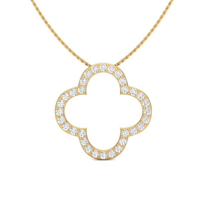 14K YELLOW GOLD OPEN CROSS DIAMOND PENDANT